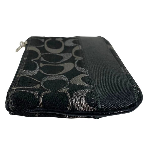 COACH Signature Logo Black/Gray Jacquard Card Wallet Top Zip NO STRAP or TAG - Picture 6 of 9